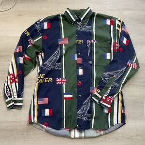 Vintage 90s style Nautica Mens Collared Button Down Shirt Long Sleeve Large